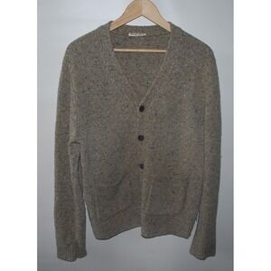 Alex Mill Donegal Men's M Brown Speckled Knit Cardigan Sweater Button-Up